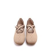 Light Brown Woven Cross Strap Flats