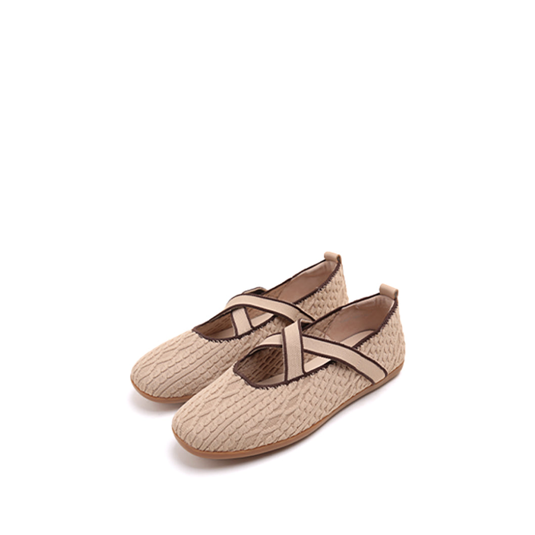 Light Brown Woven Cross Strap Flats