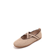 Light Brown Woven Cross Strap Flats
