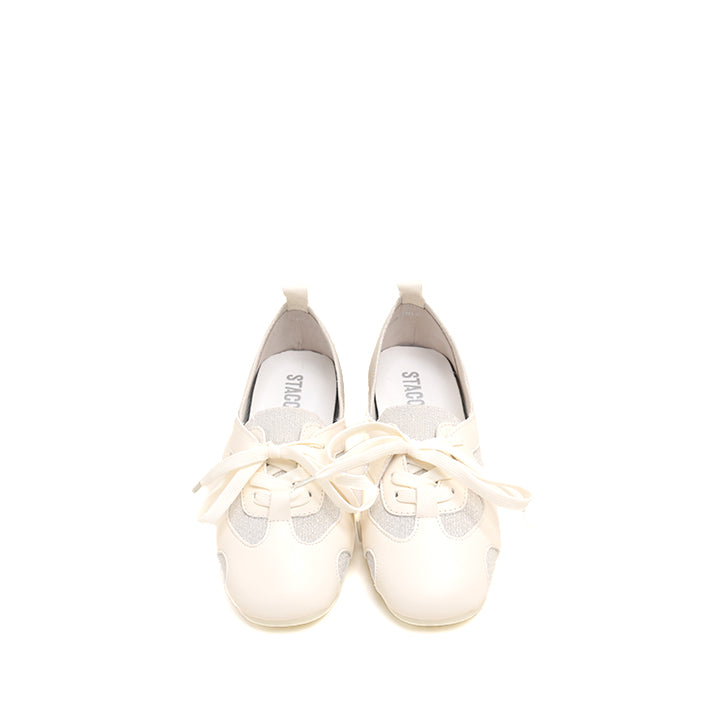 Beige Lace Up Mary Jane Knitted Sneakers
