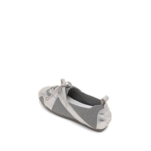 Silver Lace Up Mary Jane Knitted Sneakers