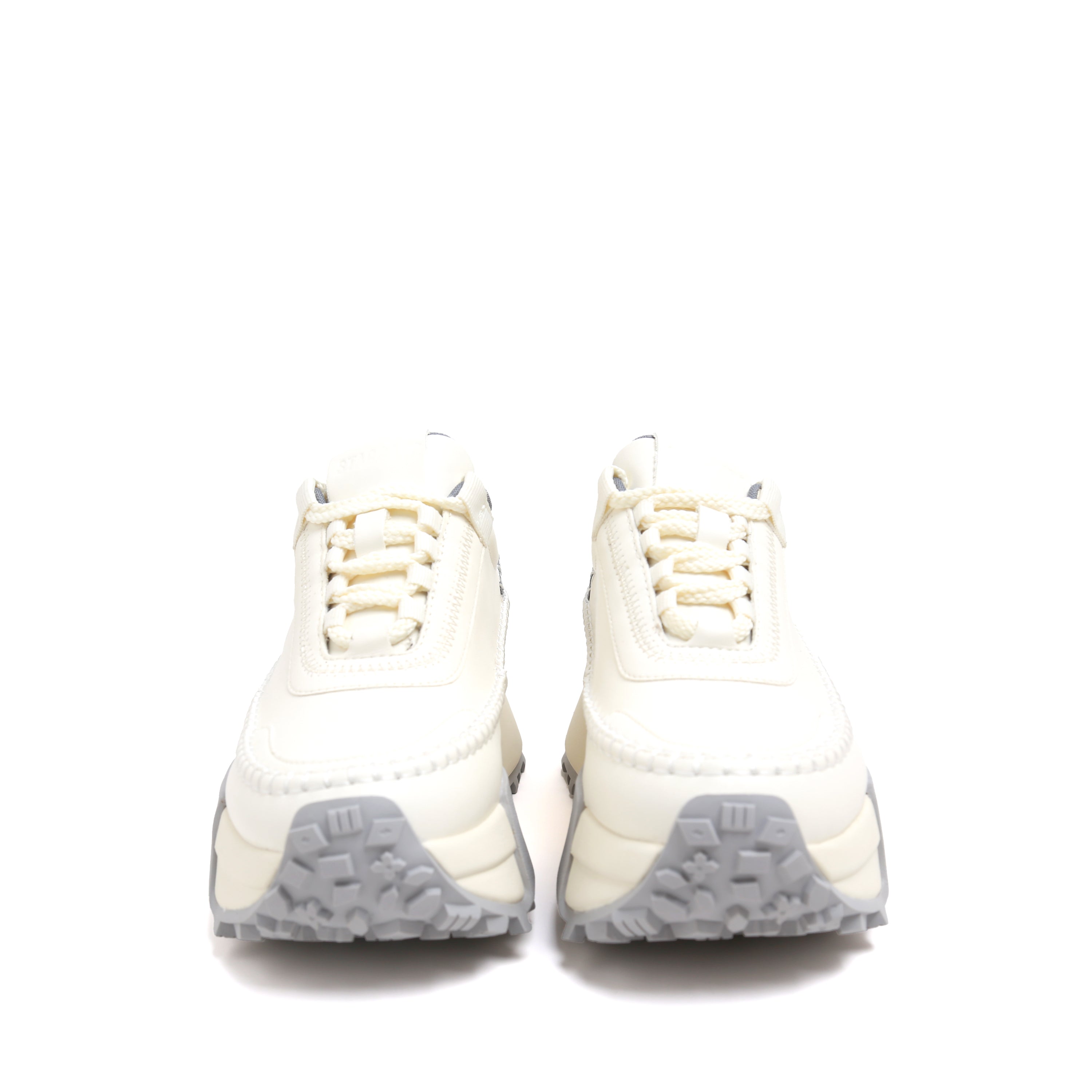 Grey Woven Stitching Chunky Platform Sneakers