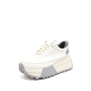 Grey Woven Stitching Chunky Platform Sneakers