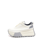 Grey Woven Stitching Chunky Platform Sneakers