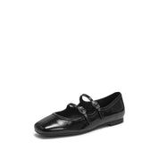 Black Double Strap Mary Jane Ballet Flats