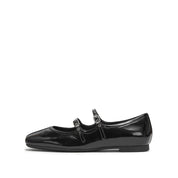 Black Double Strap Mary Jane Ballet Flats