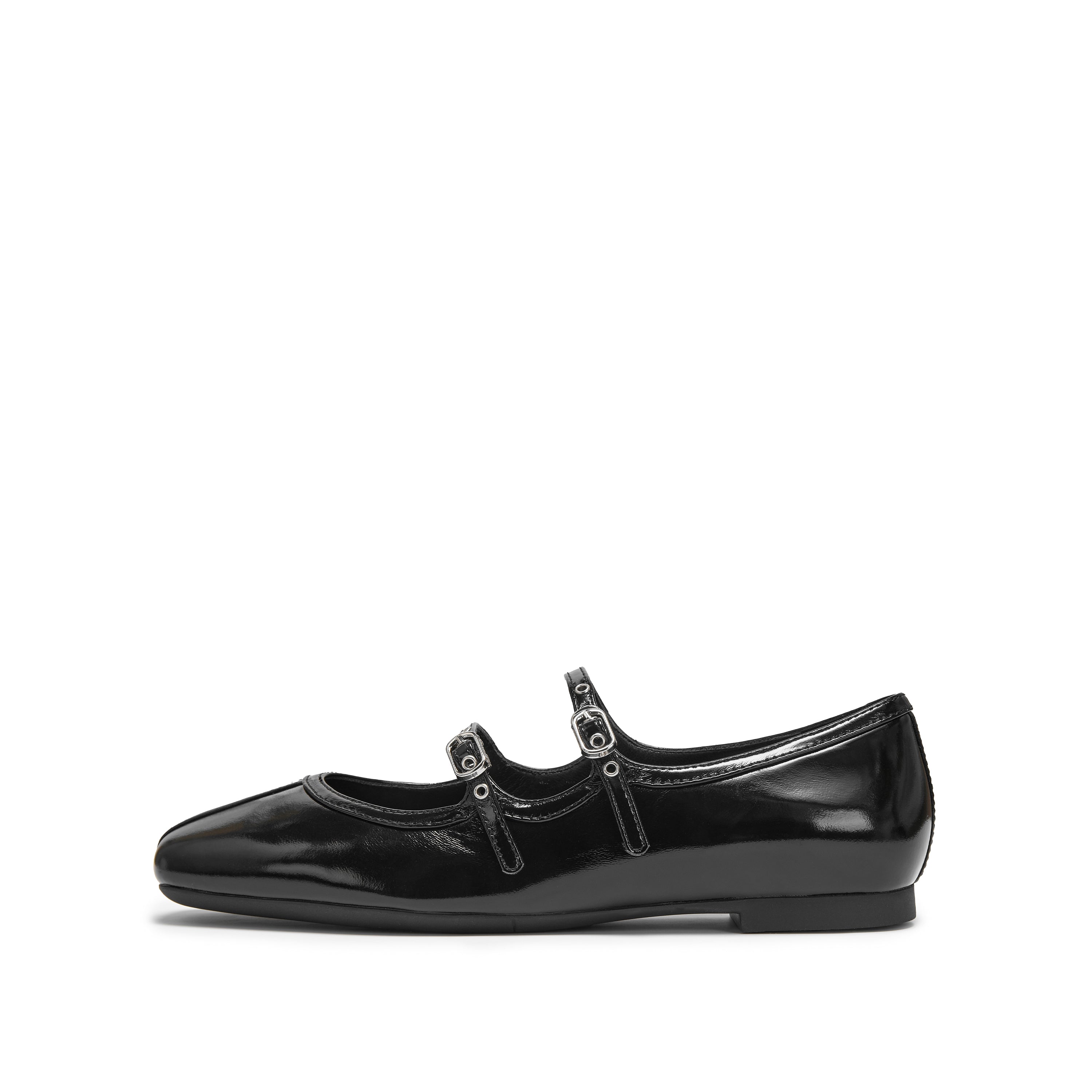 Black Double Strap Mary Jane Ballet Flats