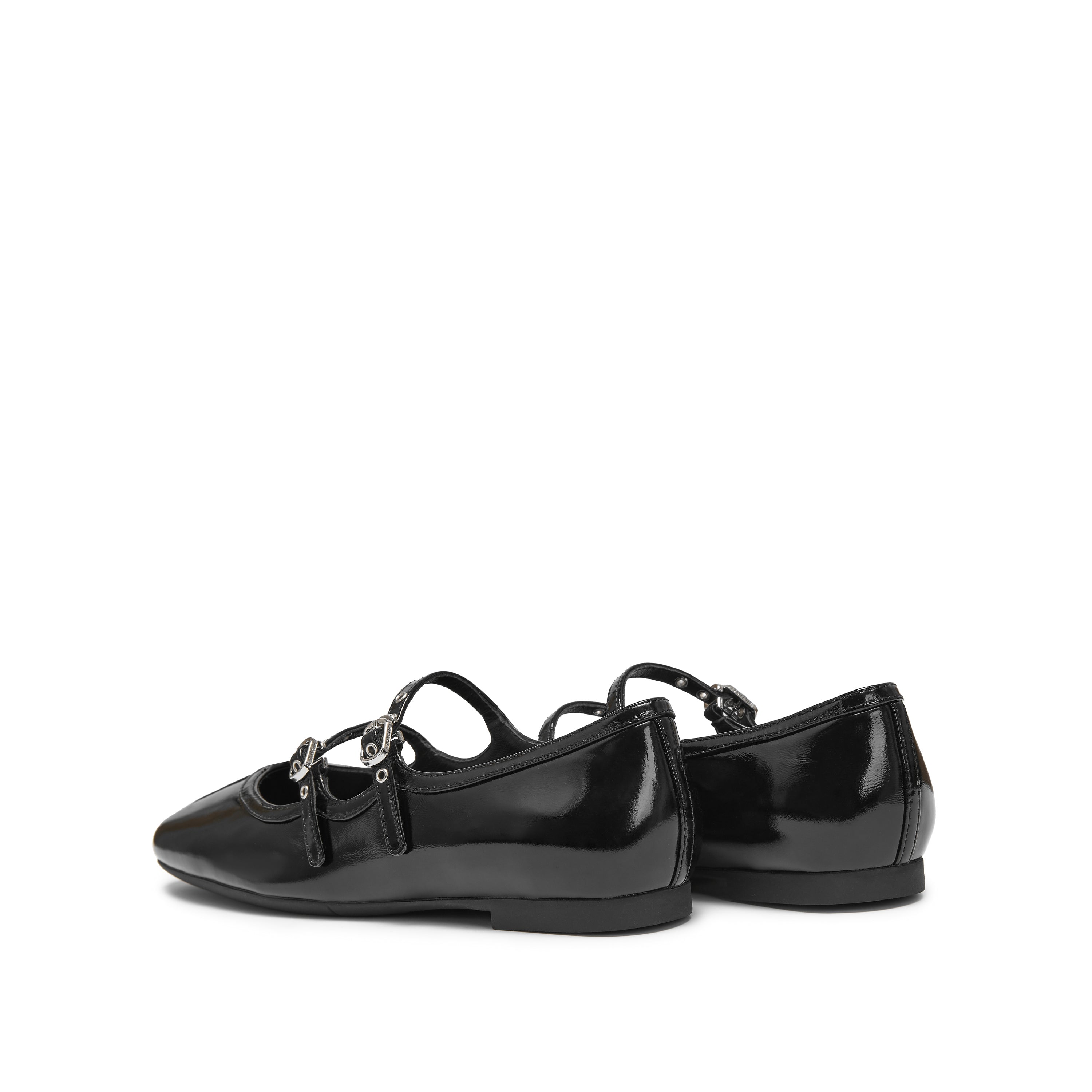 Black Double Strap Mary Jane Ballet Flats