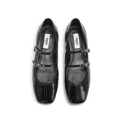 Black Double Strap Mary Jane Ballet Flats