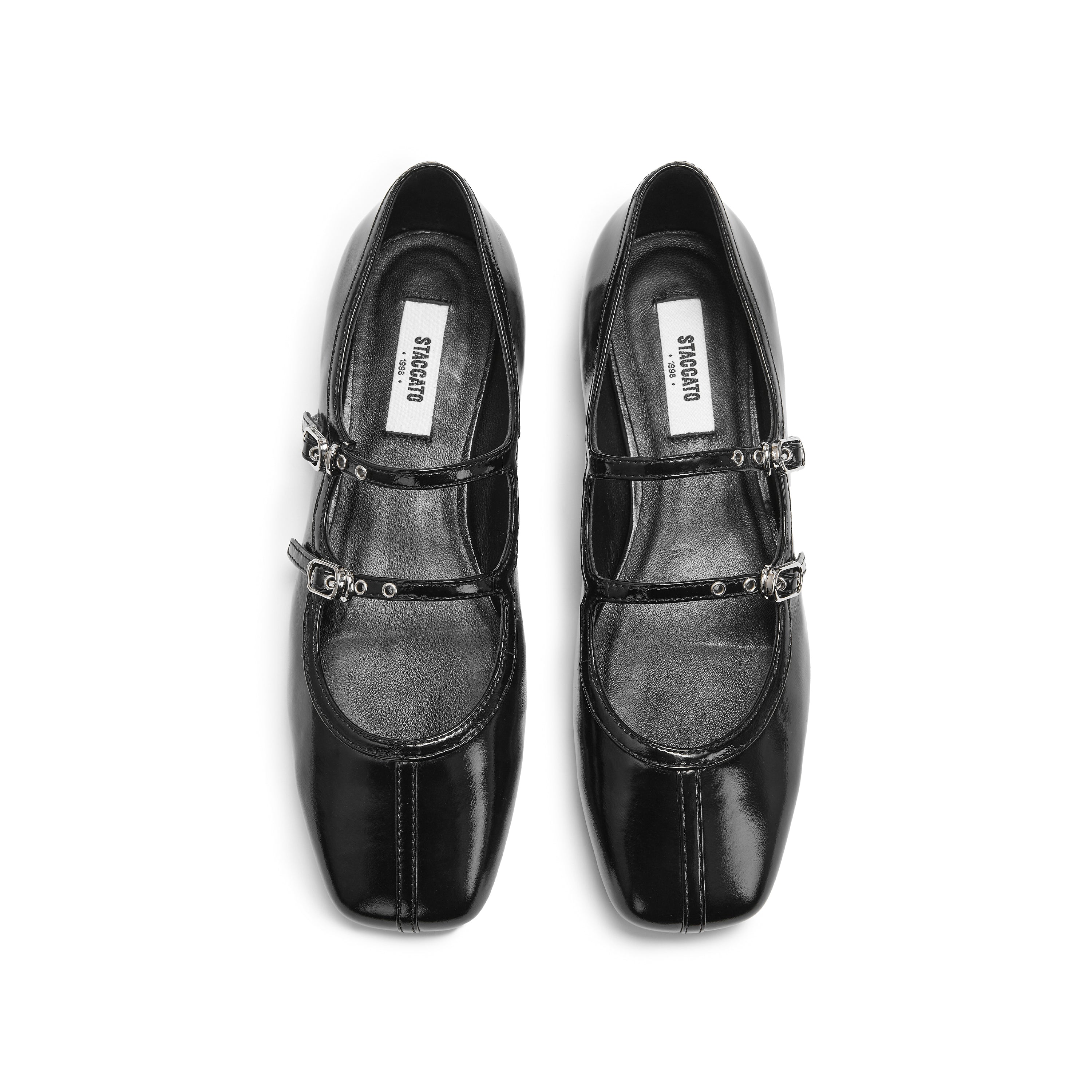 Black Double Strap Mary Jane Ballet Flats