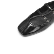 Black Double Strap Mary Jane Ballet Flats