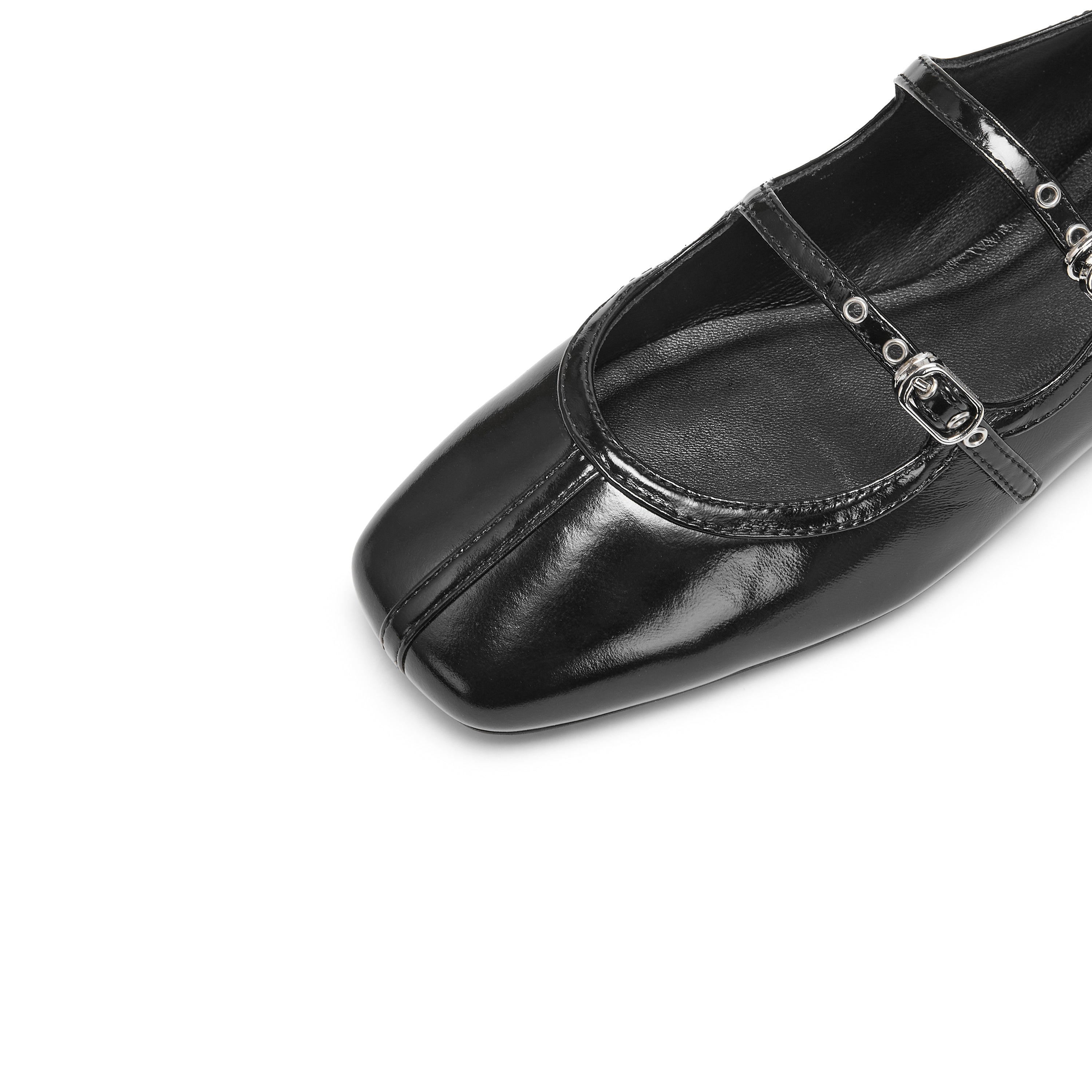 Black Double Strap Mary Jane Ballet Flats