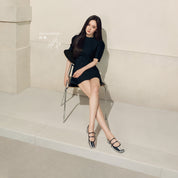Black Double Strap Mary Jane Ballet Flats