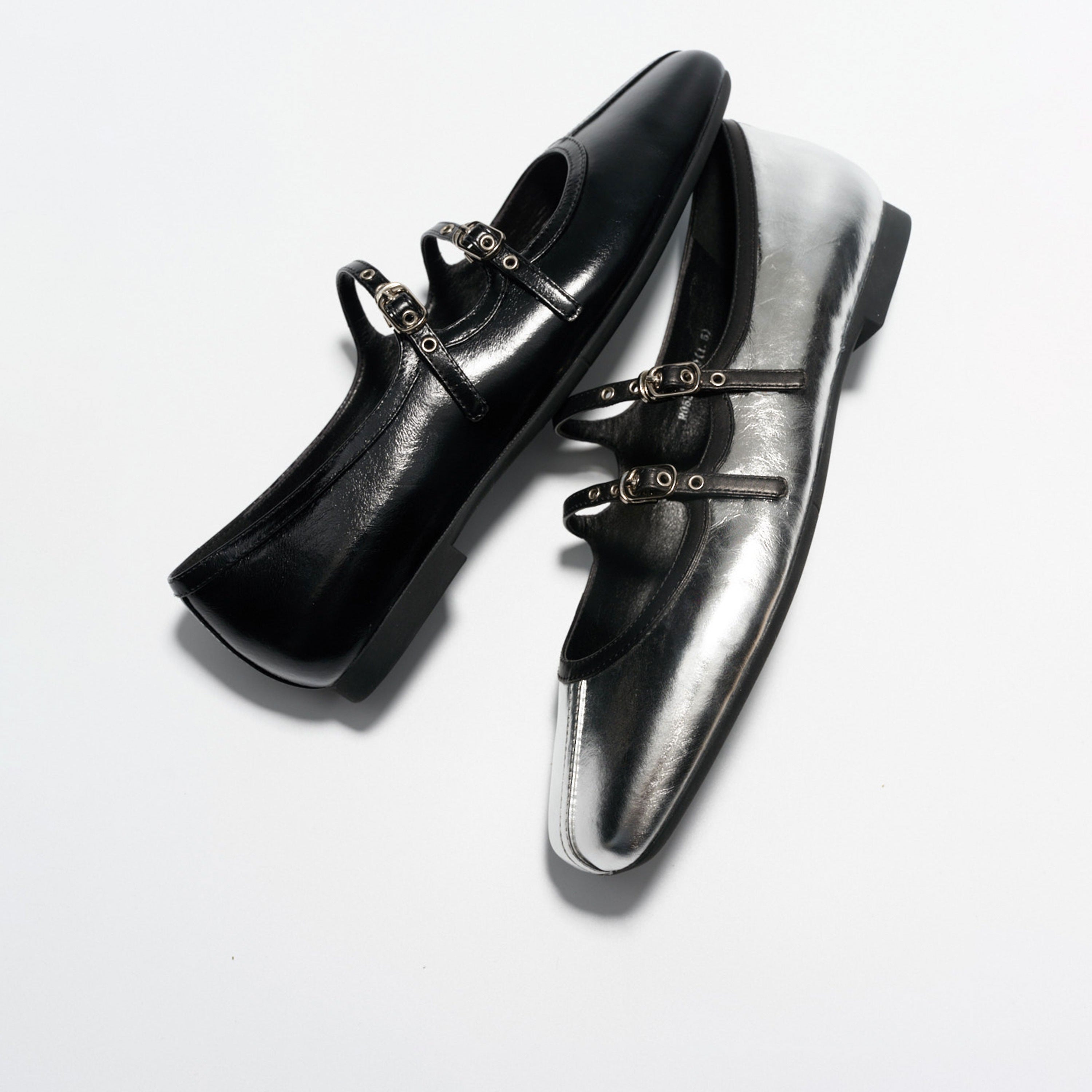 Black Double Strap Mary Jane Ballet Flats