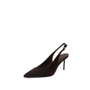 Brown Suede Pointed Toe Slingback Stiletto Pumps