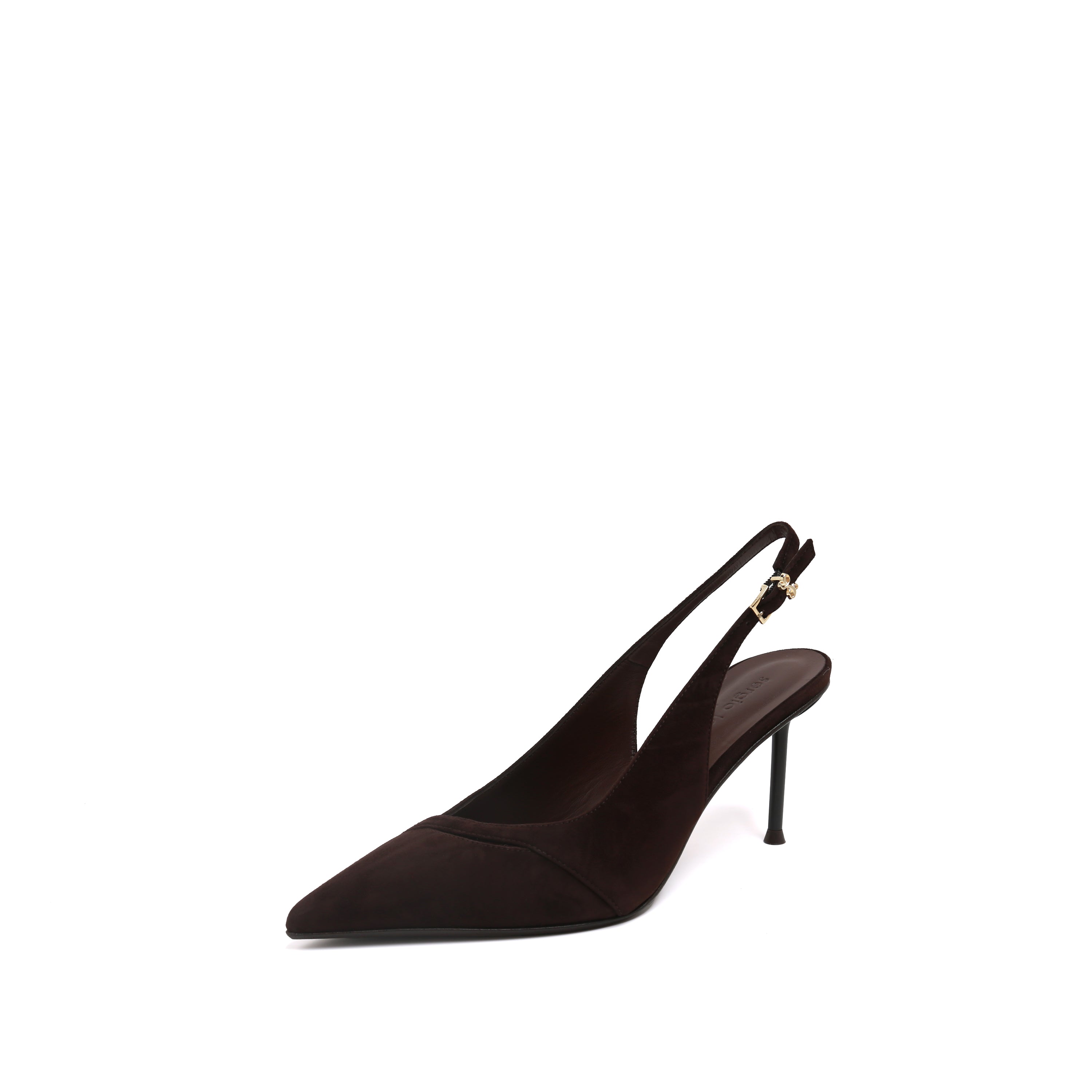 Brown Suede Pointed Toe Slingback Stiletto Pumps