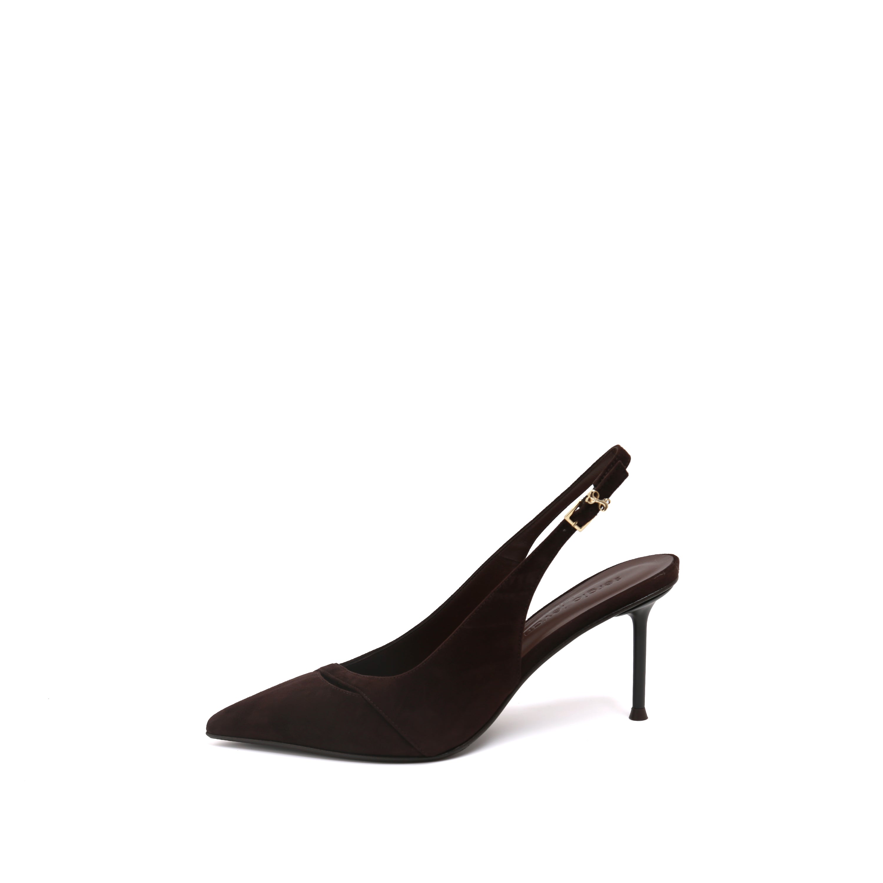 Brown Suede Pointed Toe Slingback Stiletto Pumps