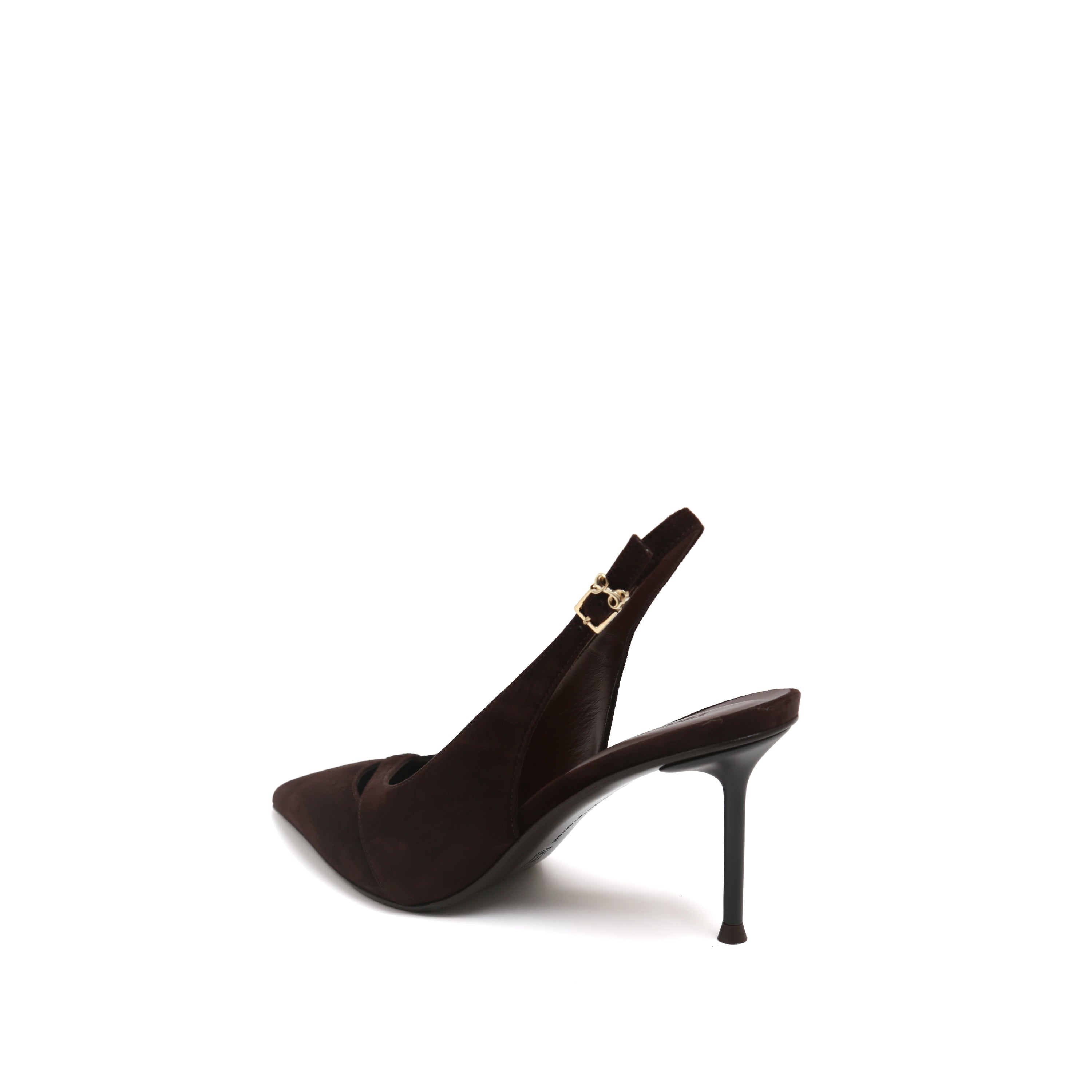 Brown Suede Pointed Toe Slingback Stiletto Pumps