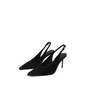 Black Suede Pointed Toe Slingback Stiletto Pumps