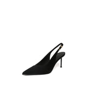 Black Suede Pointed Toe Slingback Stiletto Pumps