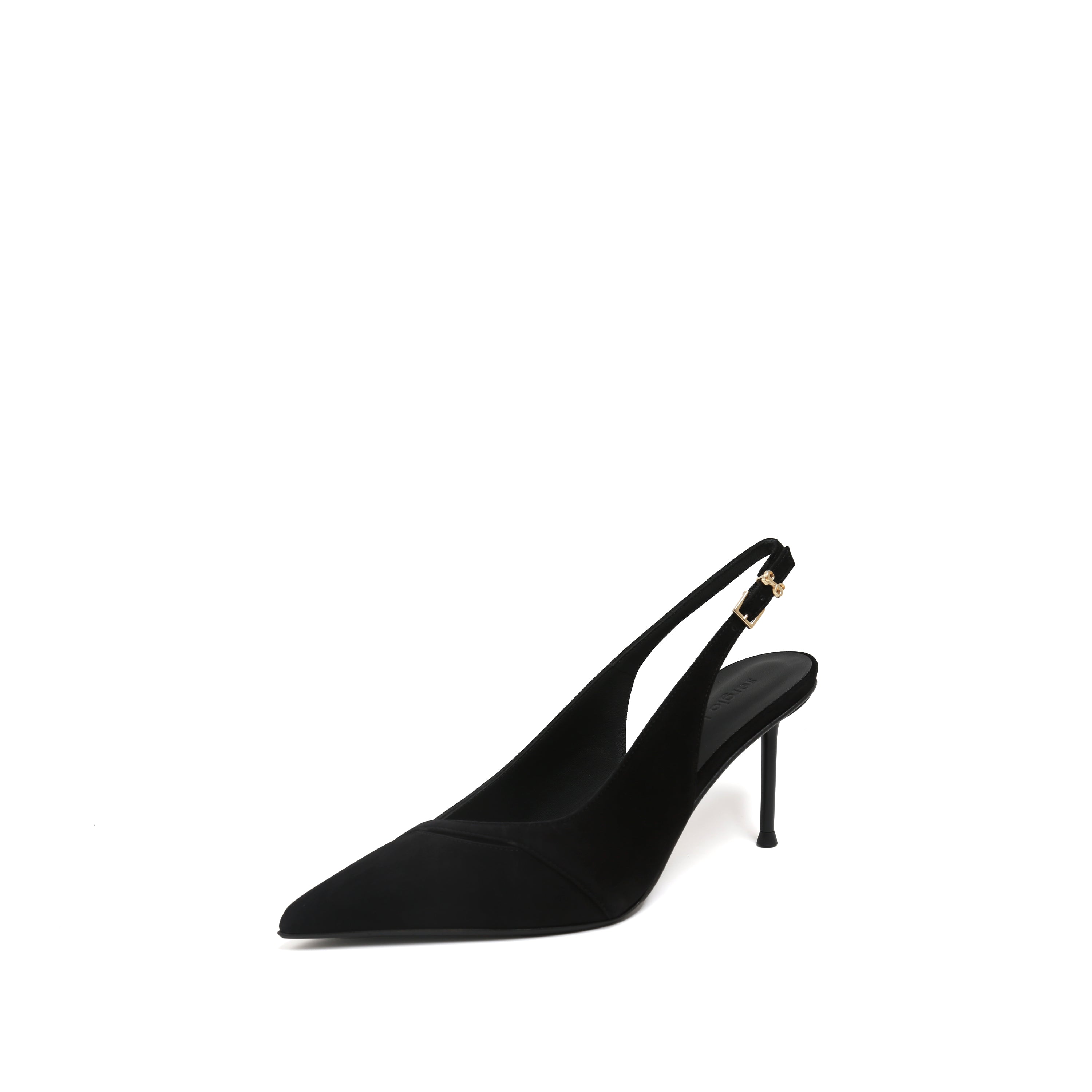 Black Suede Pointed Toe Slingback Stiletto Pumps