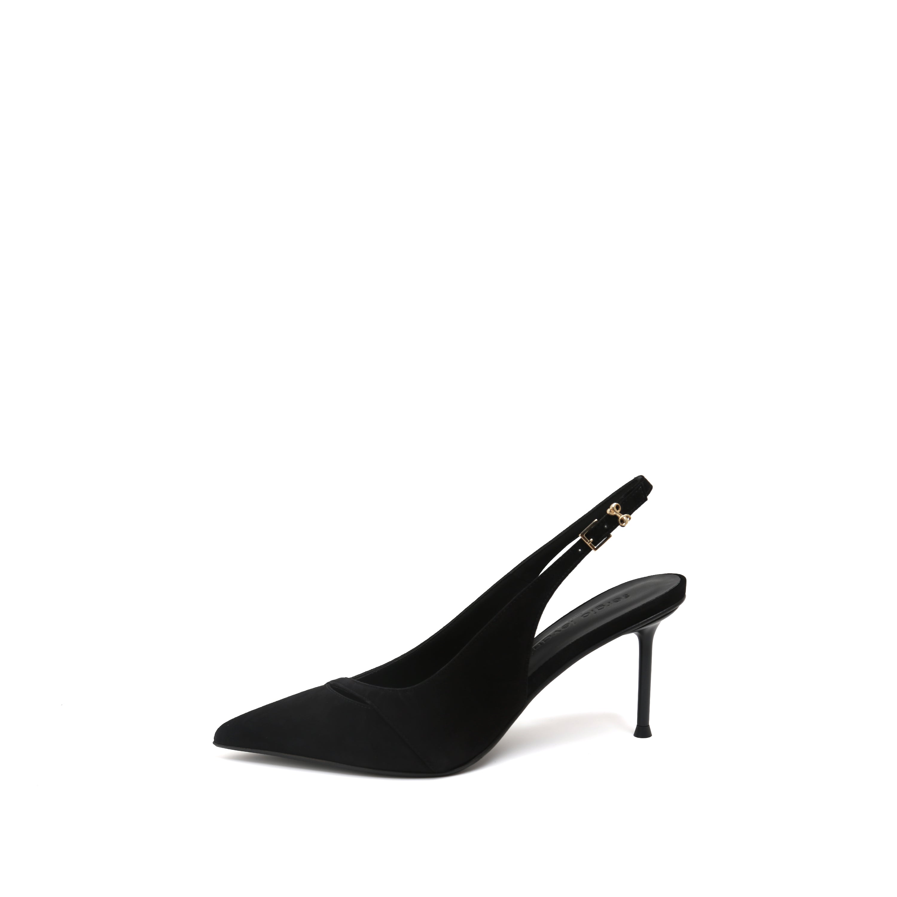 Black Suede Pointed Toe Slingback Stiletto Pumps