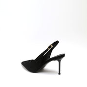 Black Suede Pointed Toe Slingback Stiletto Pumps