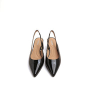 Classic Black Patent Leather Slingback Pumps