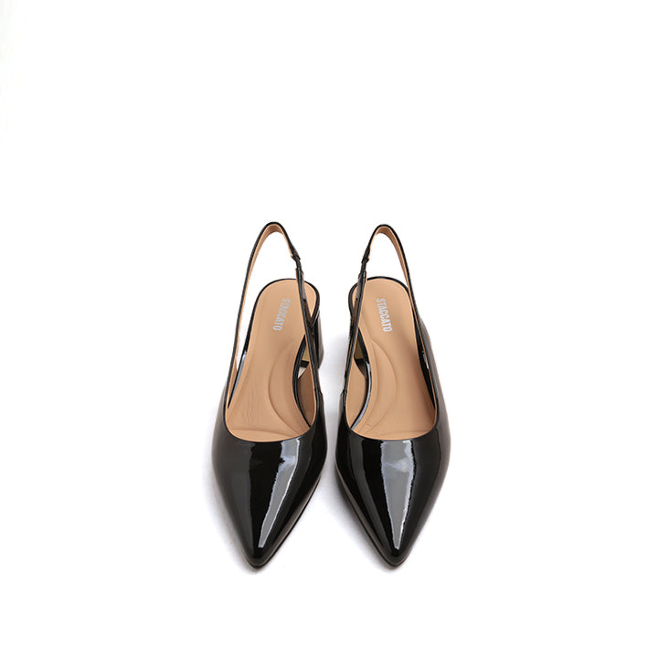 Classic Black Patent Leather Slingback Pumps