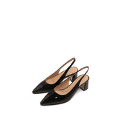 Classic Black Patent Leather Slingback Pumps