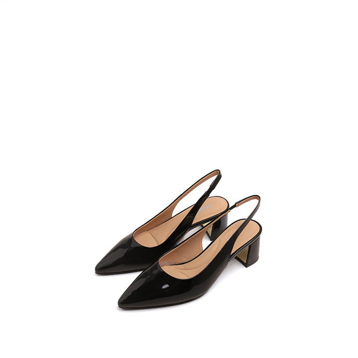 Classic Black Patent Leather Slingback Pumps