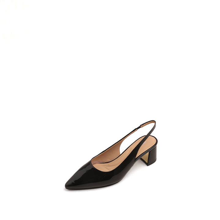 Classic Black Patent Leather Slingback Pumps