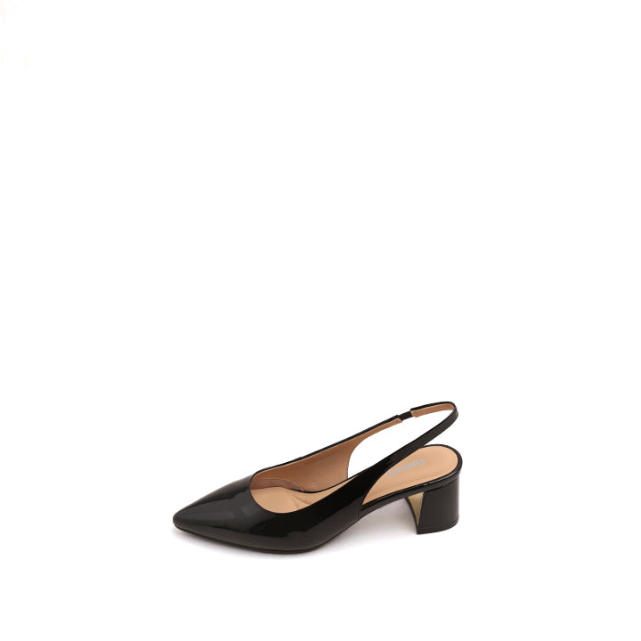 Classic Black Patent Leather Slingback Pumps