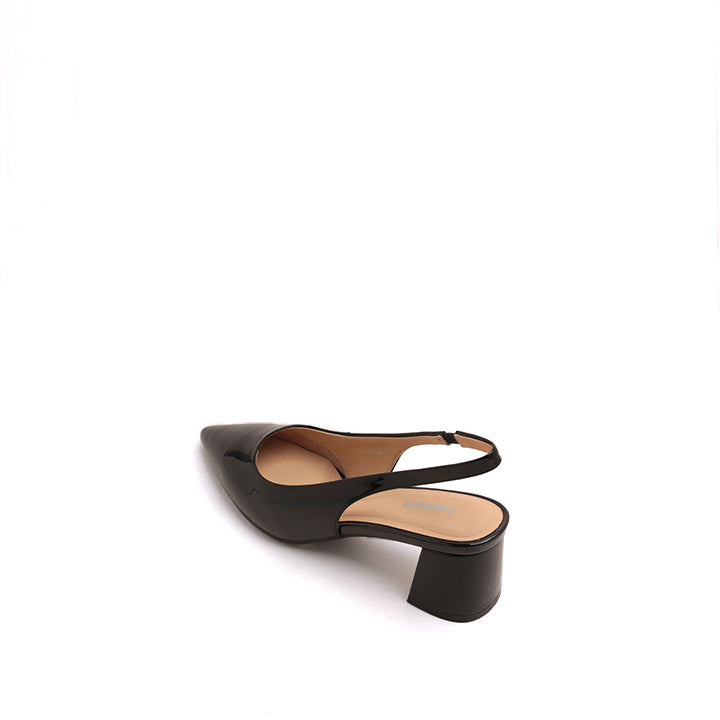 Classic Black Patent Leather Slingback Pumps