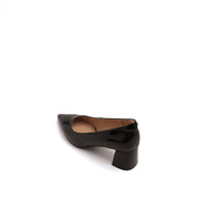 Black Patent Pointed-toe Block Heeled Pumps