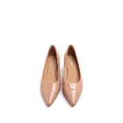 Nude Patent Pointed-toe Block Heeled Pumps