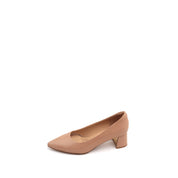 Nude Patent Pointed-toe Block Heeled Pumps