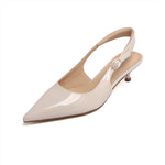 Load image into Gallery viewer, Beige Pointed Padded Slingback Pumps
