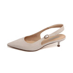 Load image into Gallery viewer, Beige Pointed Padded Slingback Pumps
