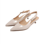 Load image into Gallery viewer, Beige Pointed Padded Slingback Pumps
