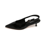 Load image into Gallery viewer, Black Pointed Padded Slingback Pumps
