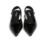 Load image into Gallery viewer, Black Pointed Padded Slingback Pumps
