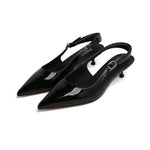 Load image into Gallery viewer, Black Pointed Padded Slingback Pumps
