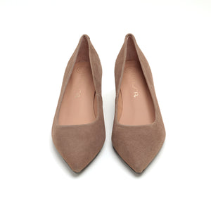 ST x UNISA Taupe Pointy Suede Pumps