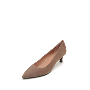 ST x UNISA Taupe Pointy Suede Pumps