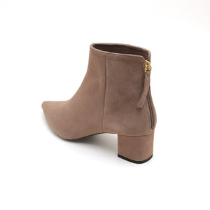 ST x UNISA Taupe Pointy Suede Ankle Boots