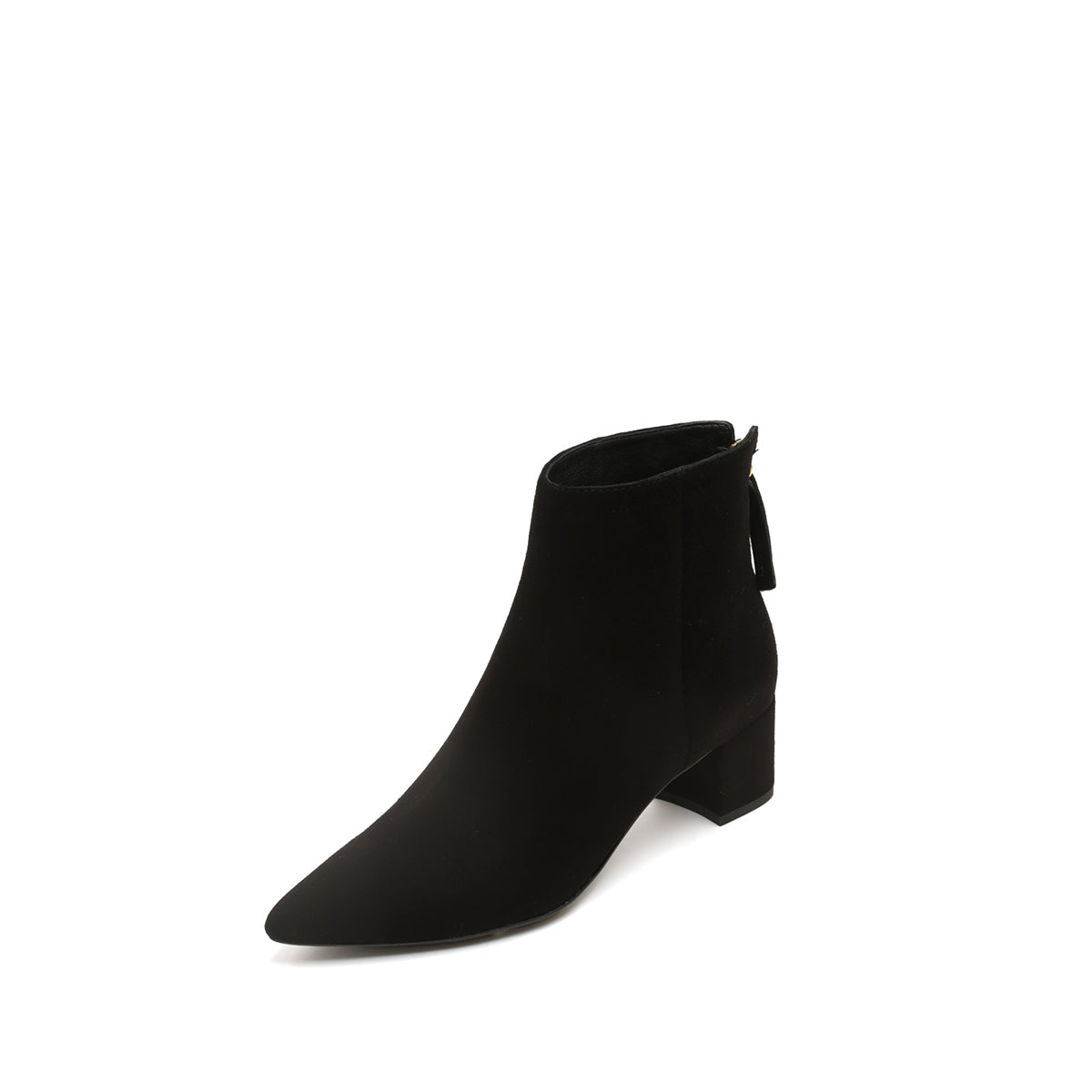 ST x UNISA Black Pointy Suede Ankle Boots