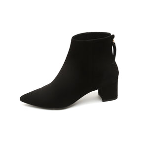 ST x UNISA Black Pointy Suede Ankle Boots