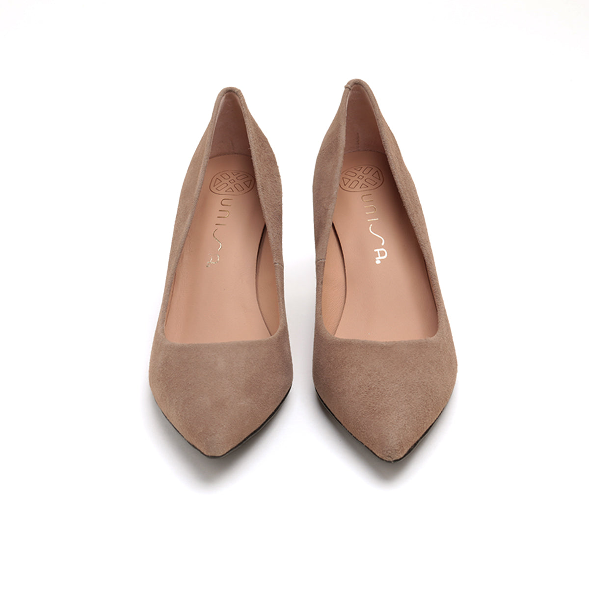 ST x UNISA Taupe Pointy Suede Heel Pumps