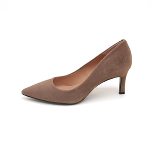 ST x UNISA Taupe Pointy Suede Heel Pumps